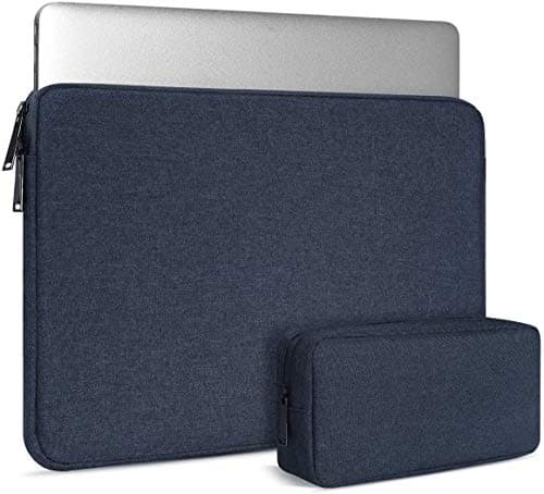 Dynotrek Grade 14 inch Laptop Sleeve Bag, with Charger Pouch Computer Cover Accessories, Portable Laptop Case Compatible for MacBook Air/Pro, Dell, HP, Acer, Asus, Lenovo -Denim Blue