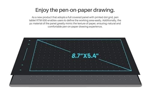 Huion Inspiroy RTM-500 Graphics Drawing Pen Tablet | Support - MacOS, Windows & Android | Working Area (8.7 x 5.4inch) | Battery Free Stylus PW400 | 8192 Pressure Sensitivity - Black (Medium) 3