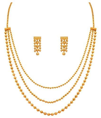 JFL - Jewellery for Less Traditional Gold Plated Multi Layer Necklace Set for Women & Girls with Earrings | Traditional Ethnic Jewellery | Ideal Gift for Wedding & Festive Occasion