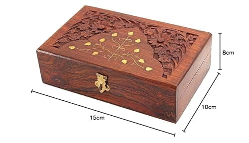 MOON CRAFT Wooden Jewelry Box Organizer - Classical Wood Jewlery Box Jewelery Storage Box Case Holder Jewellery - Carved 5