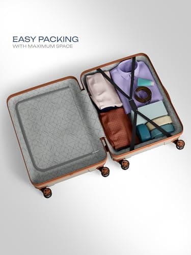 Safari Pentagon Pro 8 Wheels 55cm Cabin Size Trolley Bag, Hard Case Polypropylene, 360º Wheeling Small Carry-on Luggage, Suitcase for Travel, Trolley Bags for Travel, Luxury Beige 4