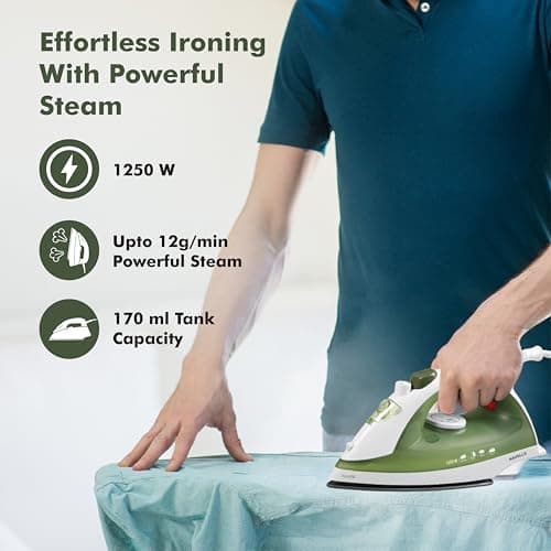 Havells Glaze 1250 Watts Steam Iron with Self Cleaning Function|Vertical & Horizontal Ironing|170 ml Tank for Longer Ironing|High Steaming Rate Upto 12 gm/min|2 Years Door Step Warranty by Havells 2