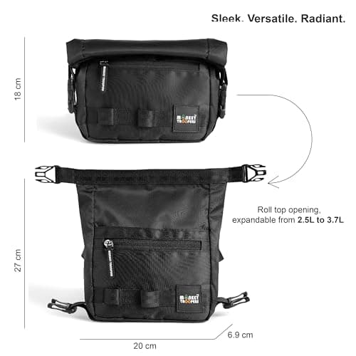 MONKEY TROOPERS Radiant Waist Bags for Men Women- Premium Stitching, Branded Zippers, Water Resistant Pocket, Fanny Pack for Hiking Travel, Lightweight & Tough, Quick-Access Pocket (Black) 3
