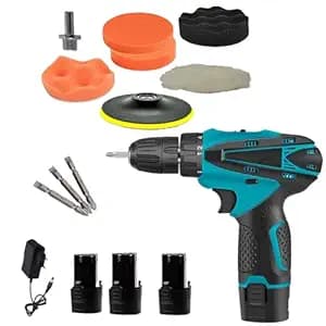 MLD 12V Cordless Drill | Screwdriver | 3 Battery & Charger With 10pcs Accessories 3'' Car Polish Pad For Polishing | Drilling | Home DIY Tool SAG-105(12v/1350 Rpm/Multicolor)