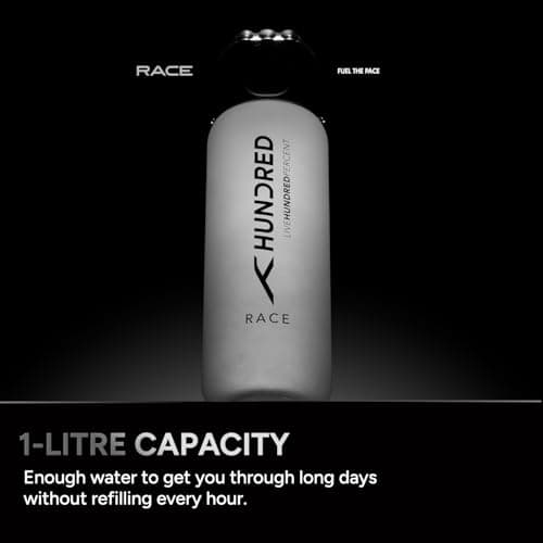 Hundred Race 1 Litre Water Bottle | 1000ml / 34oz | BPA Free | One Key Open Safety Lock | Spill and Leak Proof Sports, Travel, Gym Bottle (White) 3