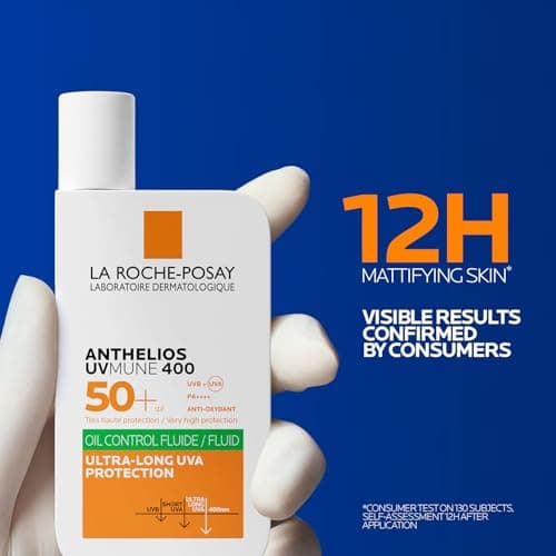 La Roche-Posay Anthelios UVMUNE400 Oil Control Invisible Fluid SPF50+ PA++++ Broad Spectrum UV Protection, Ultra-Lightweight, Mattifying, Non-perfumed Sunscreen for Oily & Acne-Prone Skin, 50ml 2