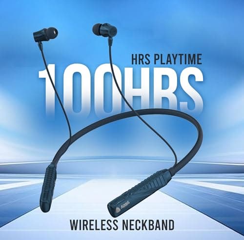 AROMA NB124 Blynk Wireless Neckband Bluetooth Earphones with up to 100H Playtime | ENC | Voice Changer | Fast Charging | Metallic Blue 2