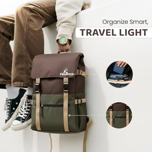 ProArch Atlas Laptop Backpack for Men & Women | Waterproof Travel Backpack | Stylish Office Bag for 15.6 Inch Laptop, College, Business, Casual & Outdoor Use (MehndiChocolate) 2