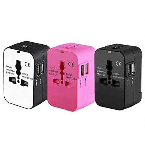 rts High Speed 25W Wall Charger Dual USB Universal Travel Adapter International All in One Worldwide Travel Multi Plug Cable & with Build in Dual USB Charger for USA EU UK AUS Laptop Smartphone(Pink) 2