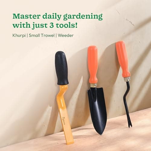 Ugaoo Gardening Tools Kit for Home Garden – 3 Pcs Garden Tools Set with Khurpi, Trowel, Weeder | Heavy Duty Planting Accessories, Plant Tools, Garden Accessories for Home Gardening 2