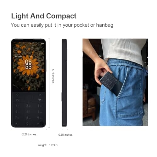 India Gadgets - Qin Keypad Simple Android: 2150mAh Battery: 3.54 Inch Touchscreen LCD: 2MP + 8MP Camera: IR Port - Senior & Children Friendly (Black) 3