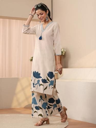 Libas Printed Cotton Blend Straight Co-Ord Set-93210M 2