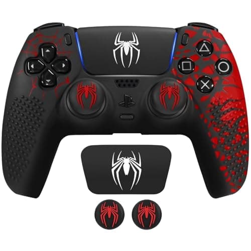 LATALI Silicone Cover Compatible PS5 Controller, Anti-Slip Silicone Skin & Grip Cover with Thumb Grips, Touchpad Sticker - Protective Case/ Non-Slip PS 5 Controller Accessories Kit (Spider-Man Edition