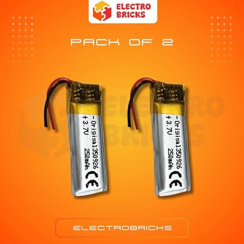 Electrobricks 3.7v 250mAh Lithium Polymer Battery Compact Rechargeable Battery for Electronics Devices (1) 3