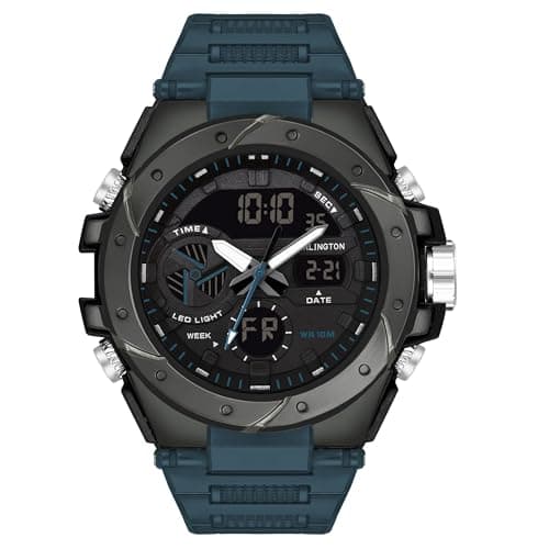 Carlington Analog-Digital Sports Watch Chronograph, Dual Time,Alarm, Stopwatch, Calendar, Water-Resistant, Shock-Resistant, Back Light Display. The Perfect Watch for Men-CT9140 Series (Teal)