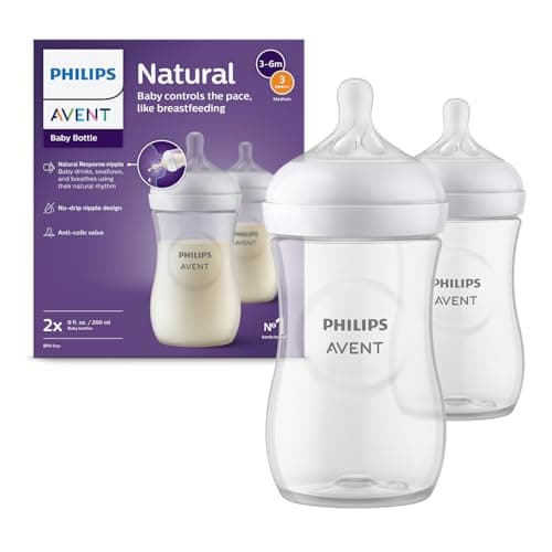 Philips Avent Natural Response Baby Feeding Bottle - 260Ml Baby Milk Bottle Pack of 2 | Bpa Free for Babies 1 Month+ Teat | (Model SCY903/02)