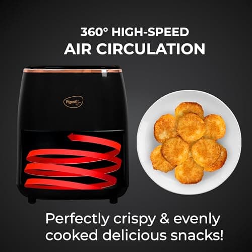 Pigeon Healthifry Digital Air Fryer, 360° High Speed Air Circulation Technology 1200 W with Non-Stick 4.2 L Basket - Black 4
