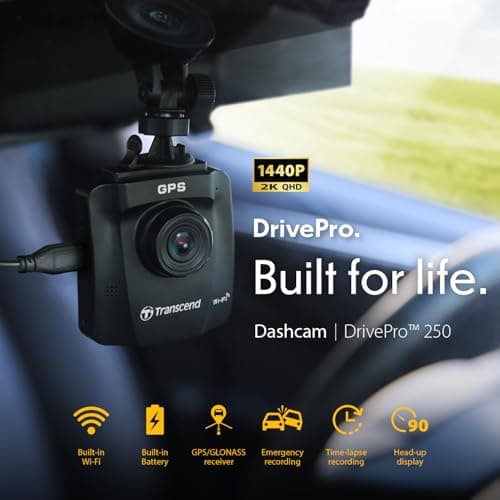 Transcend DrivePro 250 Dash Camera for Car | Dashcam for Cars | Car Dash Camera |2K QHD 1440P| Sony STARVIS™ | WiFi | GPS | Build-in Battery&Display | 2 Yrs Manufacturer's Warranty | Made in Taiwan 3
