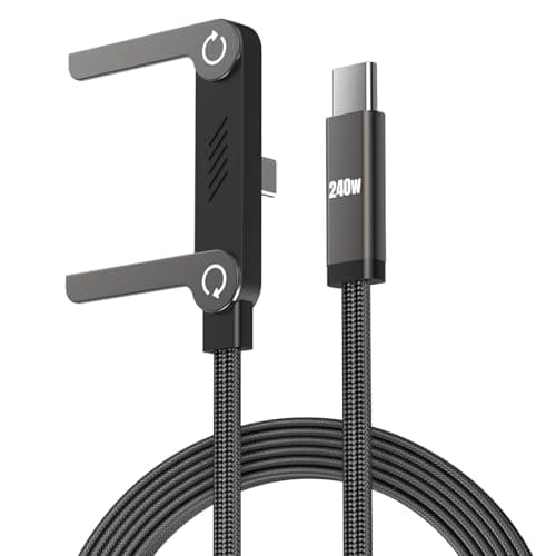 240W USB C to USB C Fast Charging Cable 1.5 m with Foldable Adjustable Phone Stand - Multi Angle Type C Charger Cord with Braided Design for Smartphones Tablets Laptops High Speed Data Transfer