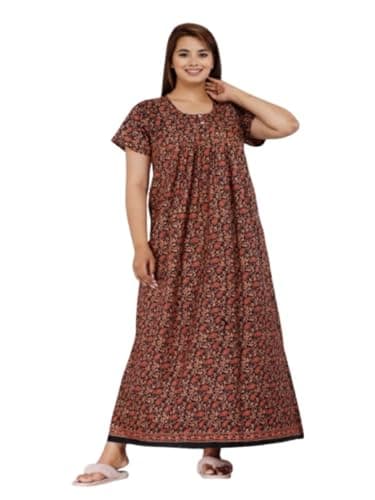 Rajeraj Cotton Women/Girls Nighty/Night Wear/Sleep Wear/Night Gown/Gown/Maxi-33 Brown