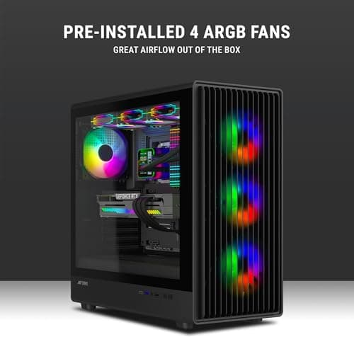 Ant Esports Zen Air 360 Mid-Tower Computer Case/Gaming Cabinet - Black | Support ATX, Micro-ATX, Mini-ITX | Pre-Installed 4 ARGB Fans 5