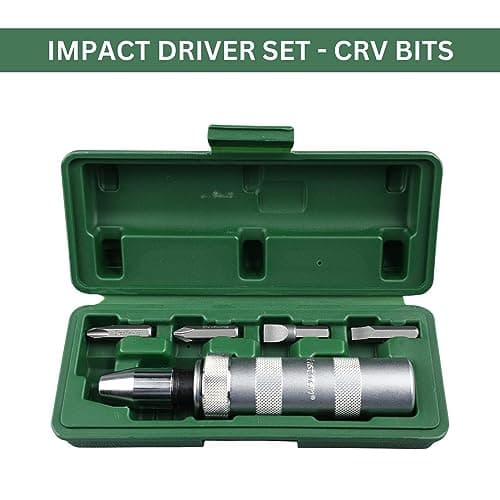 Eastman Impact Driver Set Of 6 Pcs, Screwdriver Sets Portable, Carbon Steel Handle With Socket Adapter And CRV Bits, Chrome Plated, Heat Treated (EID-2500-02) 2