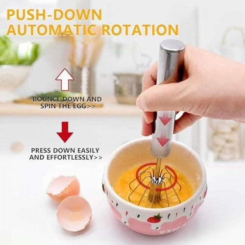 ugorka Big Stainless Steel Egg Whisk, Hand Push Rotary Whisk Blender (1 Pc / 35 Cm) 3