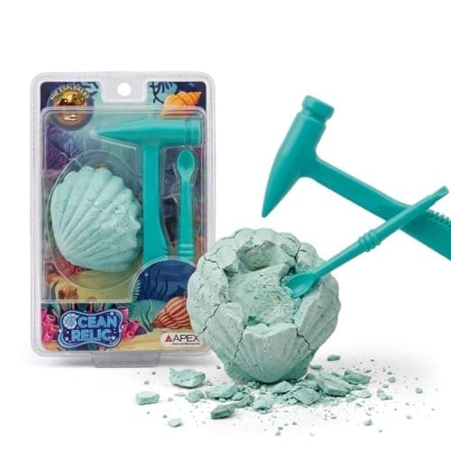 APEX Ocean Relic Excavation Toy for Kids 5+ with Digging Tools and Surprise STEM Educational Toy Discovery Science Activity Gift Boys and Girls (Blue)