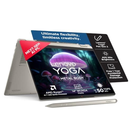 Lenovo Yoga 7 2-in-1 AMD Ryzen 7 AI 7 445 (16GB RAM/512GB SSD/14 (35.5cm)/WUXGA OLED/Yoga Pen Gen 2/Copilot+ PC/Windows 11/MSO 365 Basic+Office24/Seashell/1.4Kg), 83TD007WIN
