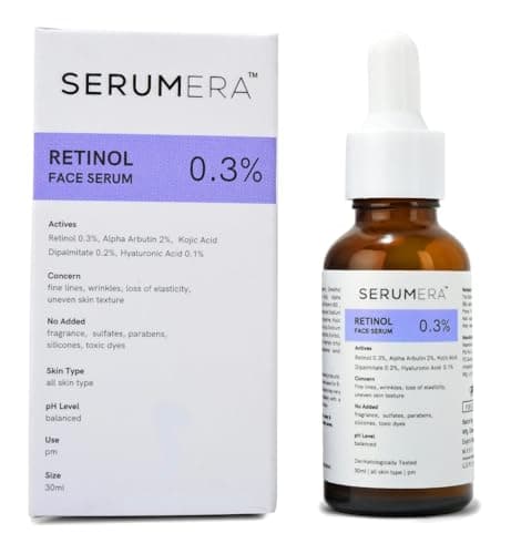 Serumera 0.3% Retinol Anti Aging Face Serum | For Fine Lines, Wrinkles, Loss of Elasticity, Uneven Skin Texture | All Skin Type | 30 ml