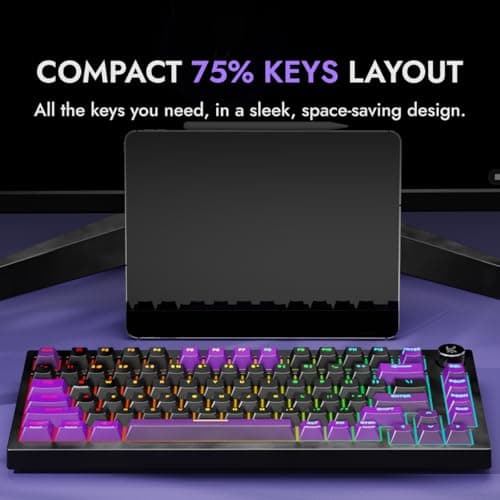 Kreo Swarm 75% Wireless Mechanical Keyboard with Pass Through Keycaps, Advanced Web Software, Pre-lubed Switches, 5-pin Hot Swap PCB, 5 Layers Sound Absorption and Software Support 5