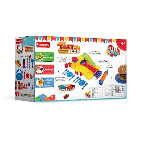 Fundough Funskool Fast Food, Play Set for Kid, 6 Colorful Tubs of 25g Each (150g Total), Learning, Fun & Engaging Activity, Multicolour, Gift Set for Kids, Age 3+ Years 2