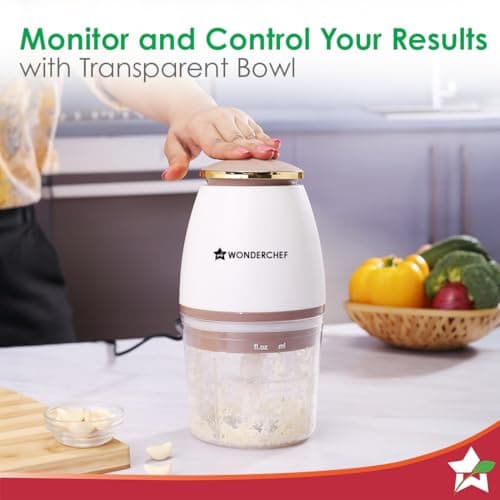 Wonderchef Nutri-chop Pearl Electric Chopper | 4 Sharp Stainless Steel Blades | 700ml | 350W | Chop and Mince Vegetables, Meat, Blends Dips | Low Noise | Light-weight | 2-Year Warranty 4