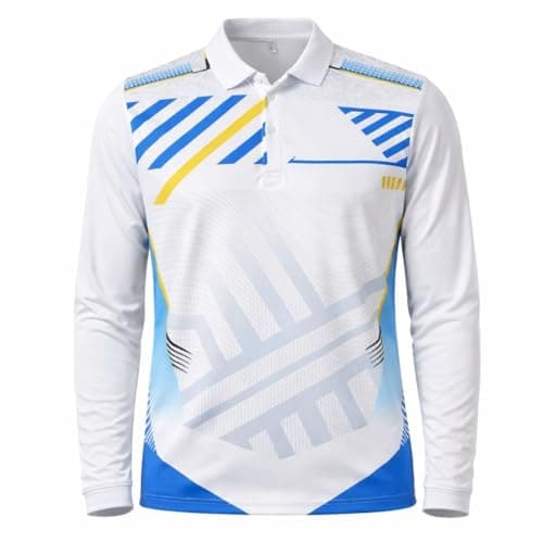India Cricket Team Full Sleeves Polo Neck Sublimation Digital Print White and Blue Sports Jersey (in, Alpha, L, Regular, White)