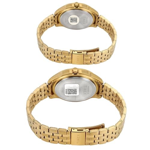 TIMEX Analog Watch for Unisex with Green Round Dial & Gold Stainless Steel Bracelet Band Water Resistant Unisex Wrist Watches - TW0PRE008 4