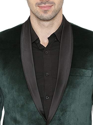 Wintage Men's Regular Fit Tuxedo Formal Blazer (Tuxvelvet201Color10S40_Green_40) 4