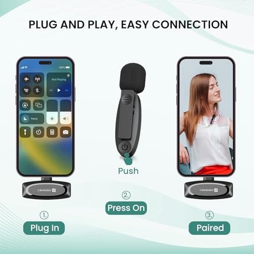 Portronics Dash 7 Omnidirectional Type C Wireless Microphone, Noise Cancellation, Plug & Play, Lapel Wireless Mic for Video Recording, Supports Type C Android, iPhone, Camera(Black) 3