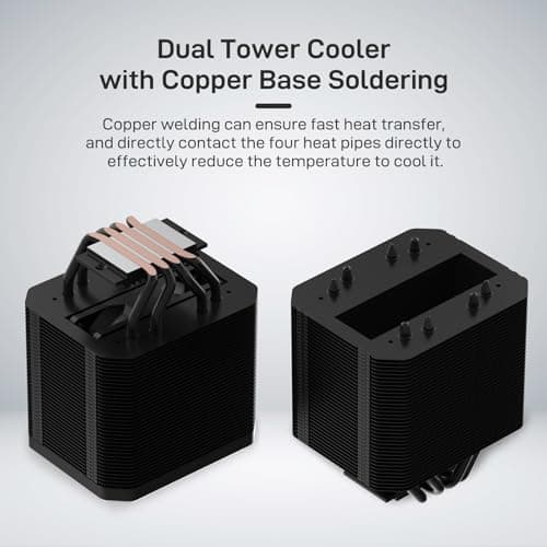 ALSEYE M90 CPU Cooler, Hidden Fan Designed Dual Tower Air-Cooled CPU Cooler with ARGB Light Effect Cover Compatible with Both Intel and AMD Platform, LGA1700 Supported (M90 Black) 4