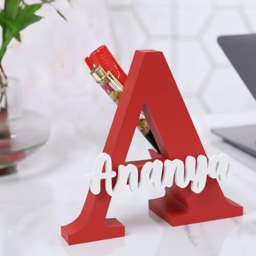 Artsycollection® Personalised 3D Pen Stand with Name | Customised Pen Stand with Name Desk Organizer | Unique Customized Gift for Birthday | Stylish Alphabet Pen Holder for Office Home Study Table