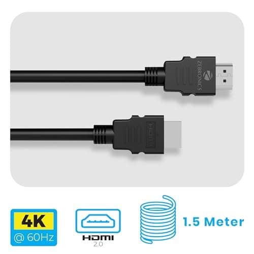 ZEBRONICS HAA1520C HDMI 2.0 Male to Male Cable, 1.5 Meter, 3D Compatible, 4K @ 60Hz, ARC, Strong & Durable, Compatible with TVs, displays, A/V Receivers, Blu-Ray Players, Computers, Playstation & more 3