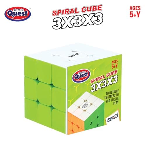 Skoodle Quest Spiral Stickerless Cube 3X3X3 | High Performance, Fast & Smooth Speedcube Turning Puzzle | Stress Buster & Brain Teaser for Kids & Adults | Anti-Pop & Durable | Multi 2