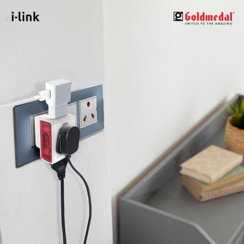 Goldmedal i-Link 16A Universal Travel Adapter with 3-Pin Plug | Supports 2-Pin & 3-Pin | Multiplug for Home & Office Appliances | White 2