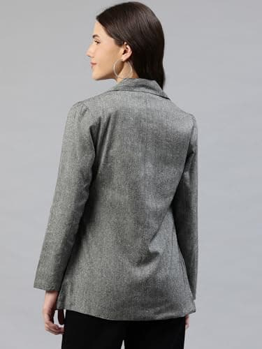 Cottinfab Grey Solid Single-Breasted Cotton Blazer 4