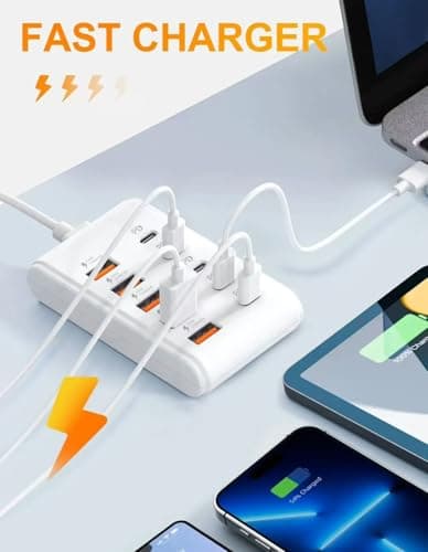 WISTAR USB Fast Charger, 10-Port Portable Charging Station, Suitable for Various Devices, Compatible for iPhone, iPad, Samsung, Google, Xiaomi, Huawei and Other USB Charging Devices 2