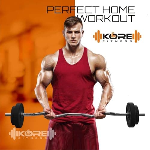 Kore PVC 50 Kg Home Gym Set with One 3 Ft Curl and One Pair Dumbbell Rods with Gym Bag & Accessories, Multicolor, Black 3