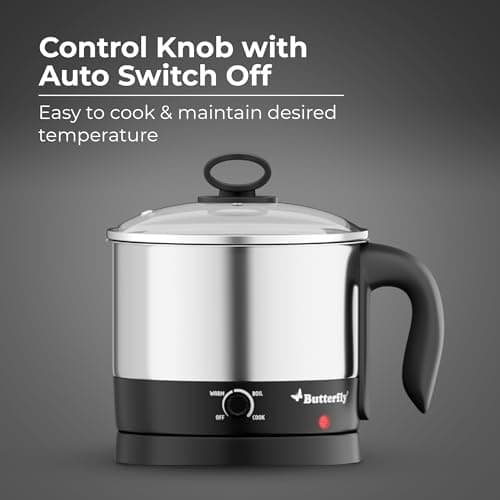 Butterfly Matchless Stainless Steel Multi Kettle 1.2 Litre | With Egg Rack, SS Stand | 600 Watts | For Hot Water, Tea, Coffee, Noodles, Egg Boiling, Soup | Dry Boil Protection | Silver 3