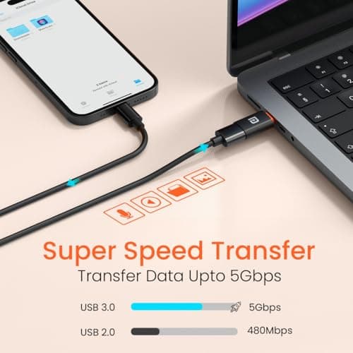 Portronics Bridge X USB 3.0 Type C Female to USB Male OTG Adapter, 5Gbps High Speed Data Transfer, Fast Charging, Compatible with Laptops, Tablets, Smartphone, Chargers and More Devices(Black) 4