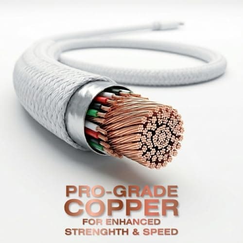 HYBRIXX Arch 60 Type C to Type C Cable [1M, White], 60W PD Fast Charging Finely Braided Slim Cord for iPhone 17/16/15, Samsung S26/S25/S24, iPad, MacBook, Google Pixel, Laptops & Tablets 3