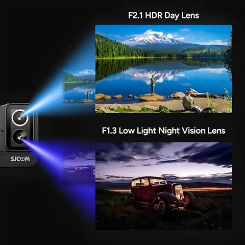 SJCAM SJ20 Dual-Lens UHD 4K30fps Action Camera | 8-Hour, Super Night Vision | 2.29' Dual Touch Screen | 40M Waterproof | 2.4G/5G Dual WiFi | Six-axis gyro stabilization for Live Steaming/Vlog | Black 2