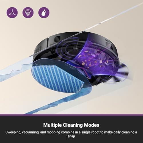 Eureka NER710 2-in-1 Robot Vacuum & Mop with 8000Pa suction, 5th-Gen LDS laser navigation, multi-floor mapping, 180-min runtime, 3-in-1 cleaning for pet hair, carpets & hard floors, App/Alexa support. 4